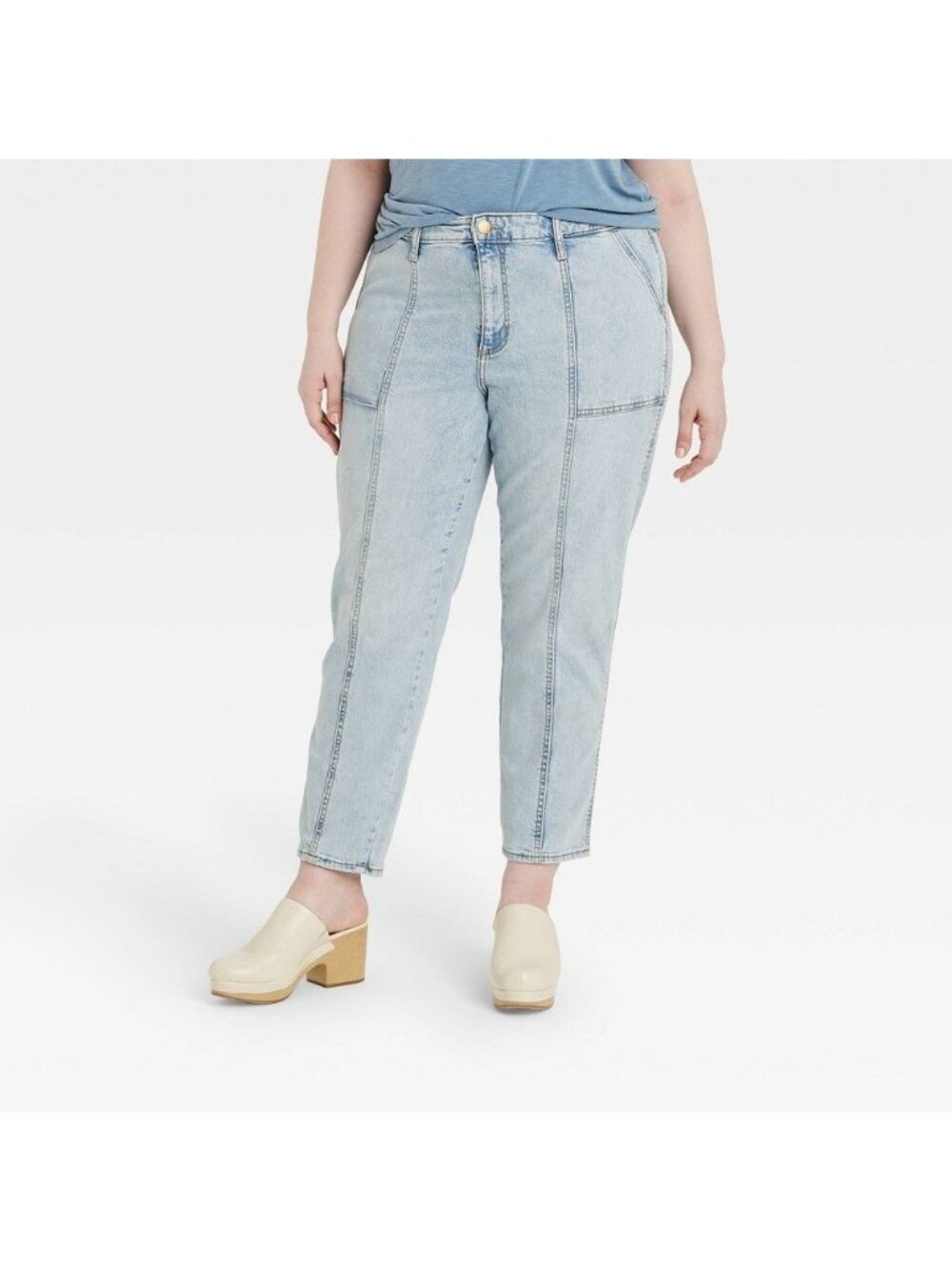 Universal Thread Jeans Womens 16W High Rise Slim Straight Light Blue Stretch NWT